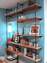American industrial style retro personality creative bookshelf solid wood bookshelf industrial pipe rack water pipe bookshelf
