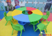 Factory direct kindergarten plastic tables play table drawing learning fan table multifunctional combination table and chair thickening
