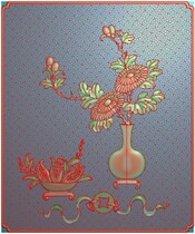 Chrysanthemum vase computer fine carving relief drawing engraving drawing grayscale design material file size 305*365