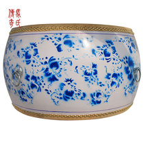 Mas Legend 16 Inch Cow Leather Green Flower Porcelain War Drum Painted Drum Painting Dragon Drum Water Drum Decoration Encouraging Table Drum Cow Leather Drum