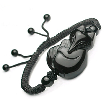 Natural obsidian Fox bracelet hand-woven black rope obsidian Fox bracelet obsidian Fox bracelet