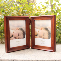About the United States creative double wedding photos 6 7 8 inch double wooden photo frame image frame Photo frame Solid wood photo frame table