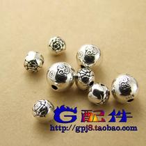 Promotion DIY bracelet necklace strings beads silver accessories 925 pure silver septualous pearl rose with three clouds silver beads round pearl