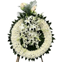 Funeral wreath flowers chrysanthemum funeral flower basket white wreath mourning flowers funeral flower basket Shanghai flower shop 2946