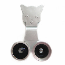 Cartoon shape universal clip mobile phone universal cat clip fisheye wide angle Super Macro three-in-one lens