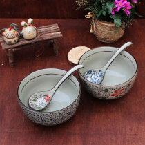 Stock promotion Ceramic instant noodle bowl Soup bowl Porcelain Japanese blue and white porcelain life 6 inch rice bowl Ramen bowl