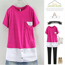 Big Code Womens Dress 2013 Summer Dress New Fashion Splicing Easy to hit bottom short sleeve T-shirt