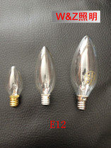 E12 candle bulb American gauge screw candle bubble small pointed bubble Crystal Bulb 10W40W transparent Buddha lamp