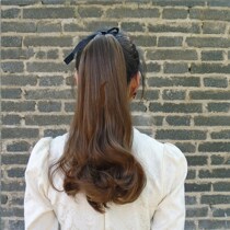  Simulation hair short curly pear flower wig Ponytail hair piece strap fluffy long curly hair thickened low strap wig ponytail