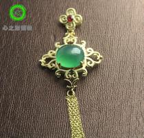 (Xing Family Workshop) Emerald Egg-shaped Pendant Personality Custom K Gold Inlays 100658