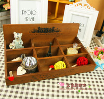 Crown zakka storage box Wooden storage box Cosmetic tools square storage box trapezoidal nine grid