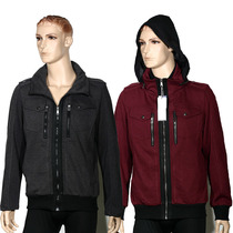 Foreign trade day single mens casual outdoor hooded trench coat jacket jacket hat can be put away a variety of ways to wear