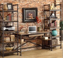 American Country Furniture Iron TV Braintable Set Retro-made old wood desk floor partition shelf