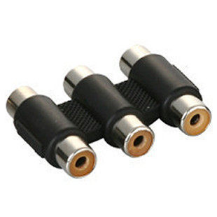 Adapter Three Lotus female to female audio video docking head RCA three female straight through 3 to 3 female connector