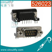 526023 serial port male DR9 RS232 9-core serial port 90 degree curved foot plug-in type