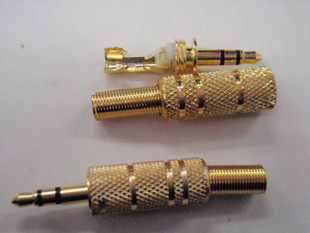 Gold-plated 3 5 earphone audio welding head Audio head Terminal plug with spring