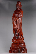 Indian small leaf red sandalwood gold star cow hair grain wood carving crafts Guanyin ornaments