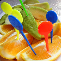  Color transparent round head fruit needle Disposable fruit needle Plastic fruit fork Fruit sign Fruit fork 10 packs