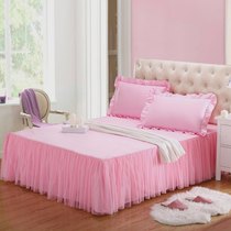 Beautiful princess style cotton bed skirt Bed cover yarn Bed skirt Pink jade Pink jade yarn can be customized