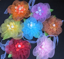 Butterfly Korean hibiscus wine red purple blue rose red new yellow pink tied flower curtain beads encrypted monochrome