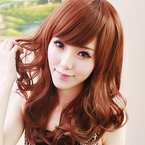 Zippered brown curly wig 60cm sweet Lolita