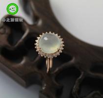 (Xing Family Workshop) Emerald Egg Noodle Ring Personality Custom K Gold Inlays 101266
