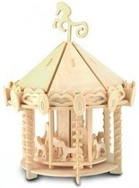 Rotatable-wooden simulation model-new playground three-dimensional puzzle 3D solid assembly model-carousel