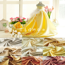 Tribute satin Thick satin small light wedding dress fabric Fabric Yarn hair curtain diy fabric Satin yellow cos fabric