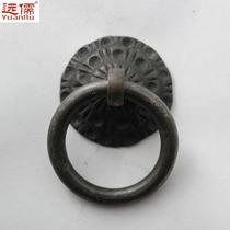 Yuanru copper sculpture Chinese antique brass small handle Ming and Qing cabinet door brass drawer pull ring Retro handle YRH065