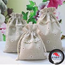Storage bag Large exquisite printing gift bag Pumping pocket change bag Cotton and hemp storage tea