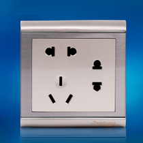 Type 86 wall switch socket panel Champagne gold stainless steel brushed two two three plug seven hole socket four hole