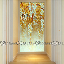 Boutique deep carved glass art glass screen partition entrance craft glass stacked Cui Liu gold