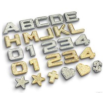 Car Crystal Diamond Personality Modification Car Sticker Diamond Number English Alphabet Sticker Metal Word Sticker Rear Tail Car Sticker