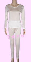 Thin 100% silk female silk bottoming underwear set white silk bottoming underwear round neck low collar