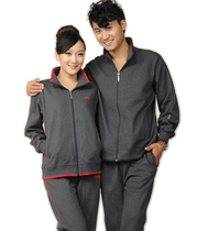 Spring and winter cotton couple sportswear set men and women knitted plus size long sleeves leisure fitness two-piece set group purchase