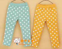 New spring clothes for small and medium-sized girls comfortable casual trousers Korean version of polka dot knit elastic waist baby sweatpants