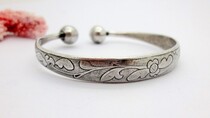 Old silver Begonia flower garlic bracelet-Late Qing Dynasty Republic of China old silver jewelry Old silver bracelet with opening full product (0912)