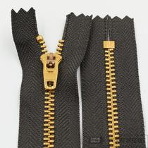 YKK4 metal gold bronze YG Type closed with lock zipped jeans Pants Crotch flap Coffee color