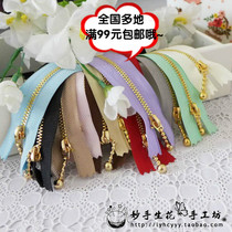 3#金色 ancient bronze color bronze zipper smooth and smooth water drop zipper head macaron applicable for long 15CM