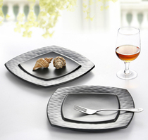Special offer A5 high-end frosted square plate dinner plate imitation porcelain square plate Japanese dish plate Korean barbecue plate black flat plate