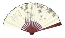 10-inch fan-spun fan folding fan single-sided print blank fan green flower porcelain dance fan ink map back blank