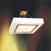 Simple European square ceiling lamp chandelier low apartment simple bedroom lamp study marble lamp all copper half chandelier decoration