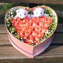  Diana roses 30 heart-shaped gift box Physical Shanghai florist Birthday wishes holiday flower delivery in the same city