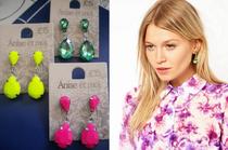 (Autumn Home) Fluorescent color jewel drop earrings European and American foreign trade original single ornament New