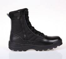 SW new black zipper high tube wear-resistant rubber Gaobang combat boots outdoor Desert Tactical Security mountaineering shoes