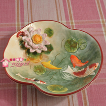 Put the key plate treasure plate Jane Europe fish leap dragon door ceramic candy bowl fruit bowl snack bowl home decoration