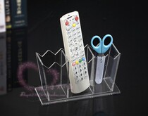 Factory direct creative transparent acrylic 3-grid remote control storage box mobile phone holder cosmetics desktop storage Pen Holder
