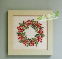 Cross stitch kit magazine French DMC embroidery green wood and rose wreath