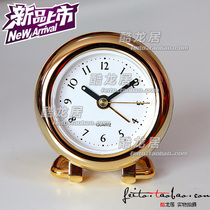 Travel abroad convenient alarm clock Hong Kong brand exquisite mini small alarm clock electroplating gold and silver travel meter