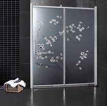 Toilet dry and wet separation partition bathroom stainless steel three-door linkage toilet one-shaped glass sliding door shower room